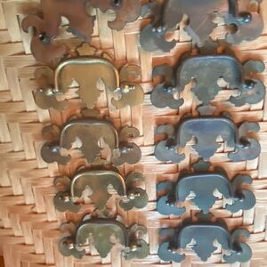 Brass Antique Vintage Hardware Chippendale  pull3.75” width 2.5”OC set of 10